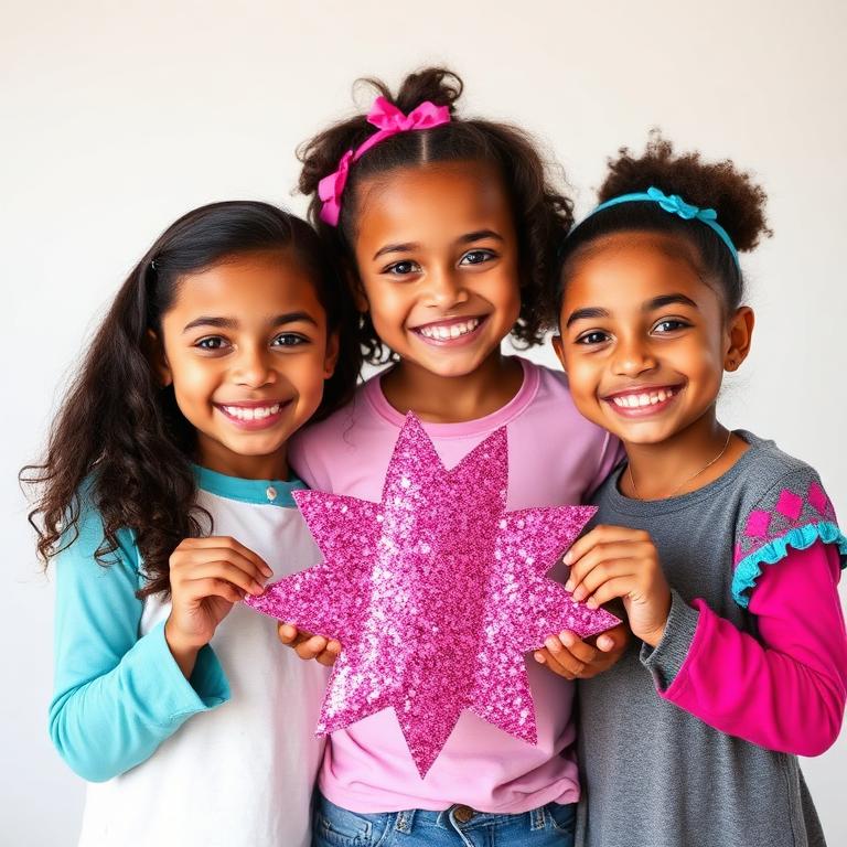 Girls holding a sparkle craft